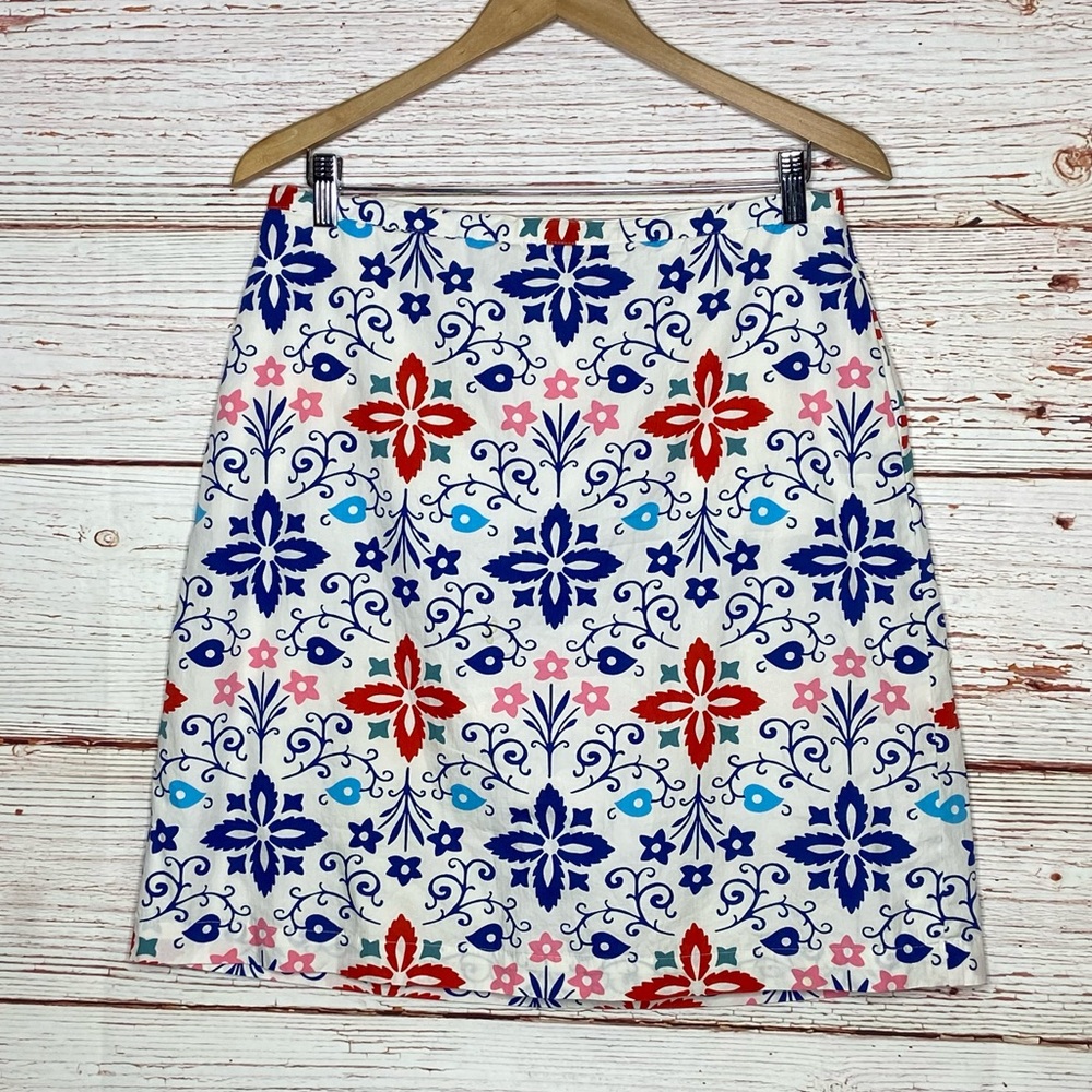 Boden Geometric Floral Print A-Line Skirt Sz 10